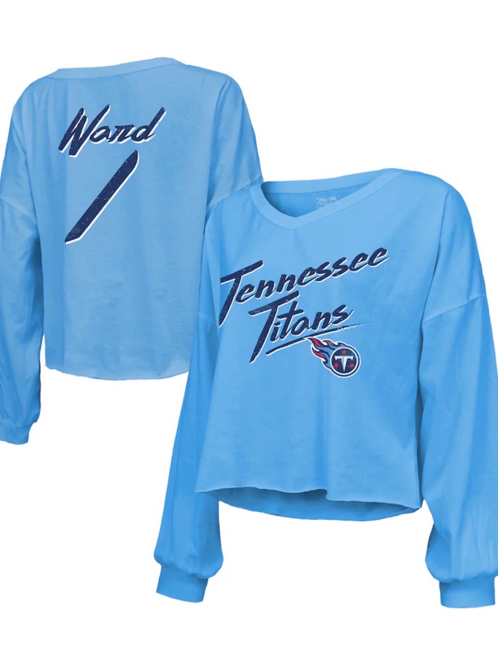 Cam Ward Tennessee Titans Majestic Threads Women's Off-Shoulder Long Sleeve NWT